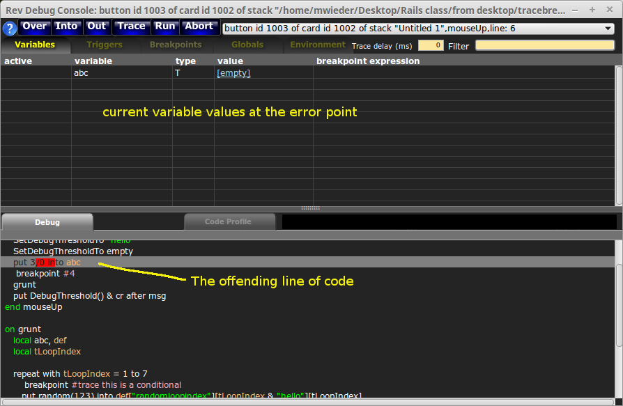 PowerDebug stopped at a divide-by-zero error