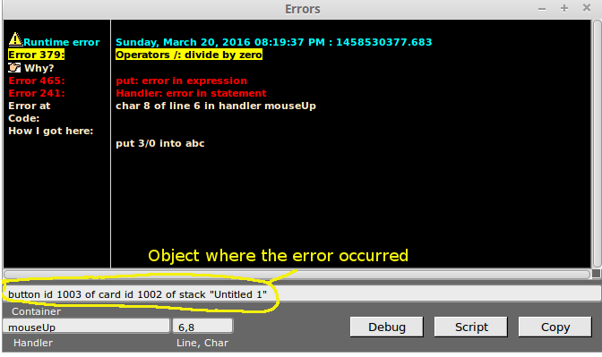 PowerDebug error display at divide-by-zero error