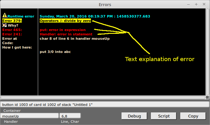 PowerDebug error display at divide-by-zero error